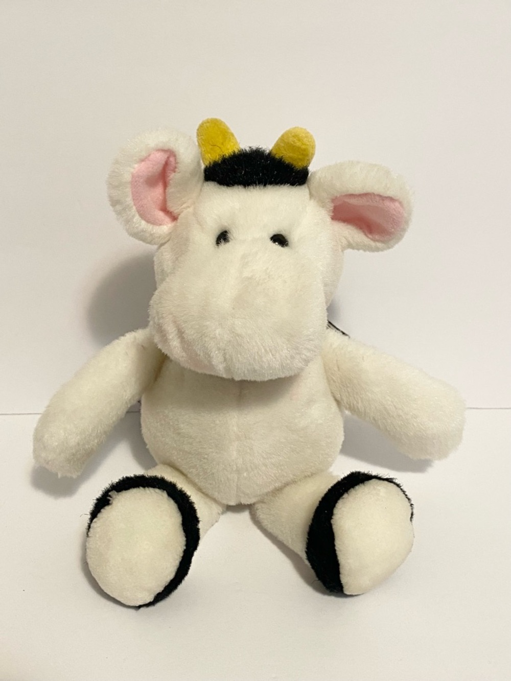 Vintage 1990 Gund Baby Plunkett the Cow Plush Black White Mooing Stuffed Animal